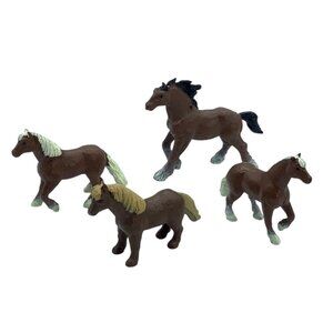 Vtg Safari Clydesdale Haflinger Miniature Brown Horses Set Of 4